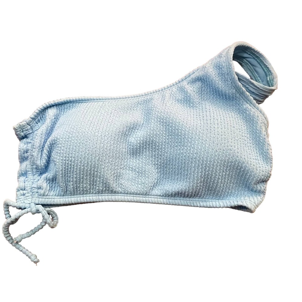 SALT + COVE Juniors' Sandy Ribbed One-Shoulder Bikini Top blue D/DD